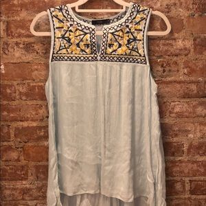 Light blue embroidery tank top